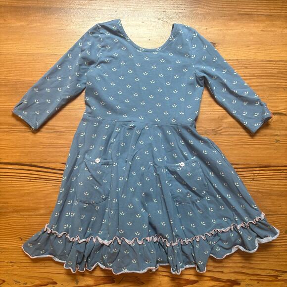 Shrimp and Grits Other - Serendipity Shrimp and Grits blue vintage floral long sleeve girls dress SIZE 7